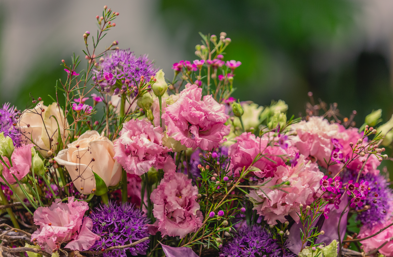 Flores rosas, lilas y verdes de Flors Margarita