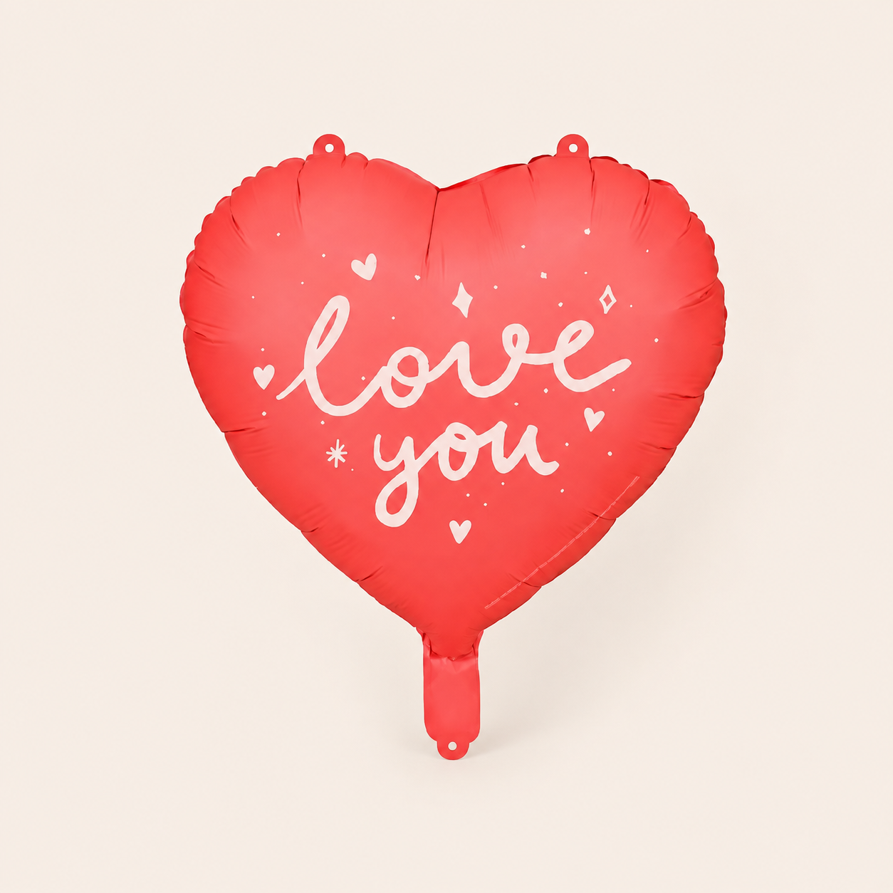 Globo de helio Love You corazón rojo sobre fondo beige claro