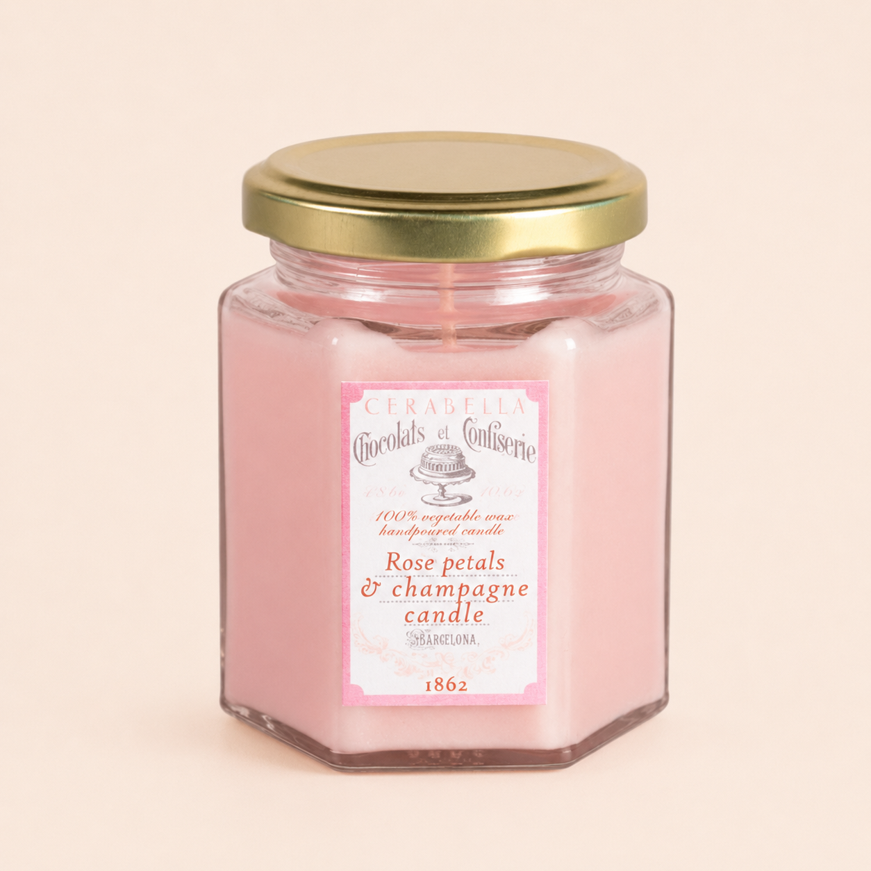 Vela Cerabella Sucre Pétalos de Rosa y Champagne