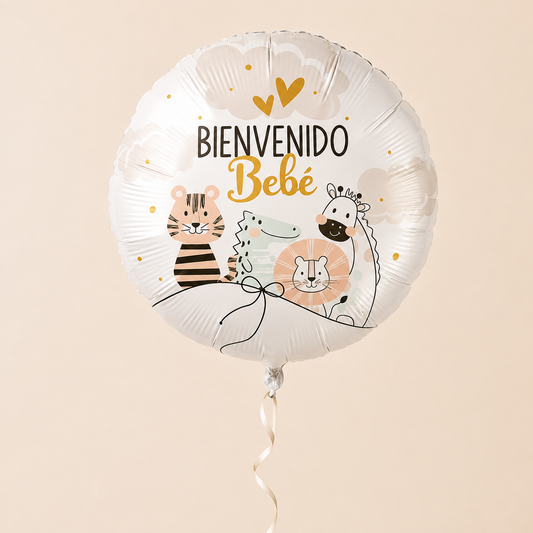 Globo de helio Bienvenido Bebé Jungle de 45 cm