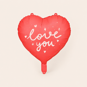 Globo de helio Love You corazón rojo sobre fondo beige claro